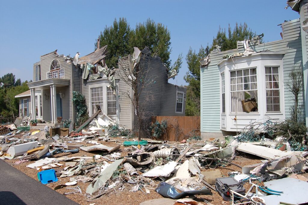 Picture hurricane damage to roofs.